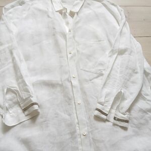 High End Linen Shirt Dress White Fabiana Filippi, Italy,M, Details, 45",Mint